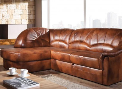 Klassische Ecksofa 100% Leder Wohnlandschaft Polster Sofa Couch Sitz